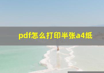 pdf怎么打印半张a4纸