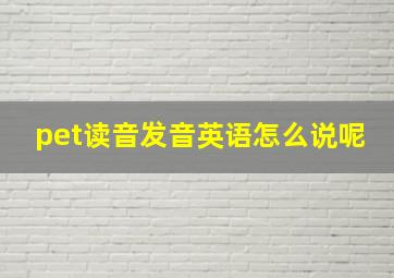 pet读音发音英语怎么说呢