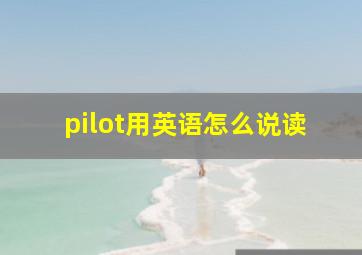 pilot用英语怎么说读