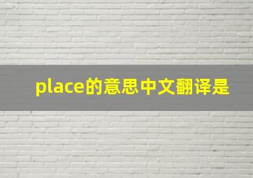 place的意思中文翻译是