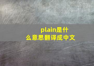 plain是什么意思翻译成中文