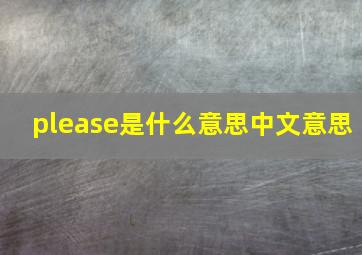 please是什么意思中文意思