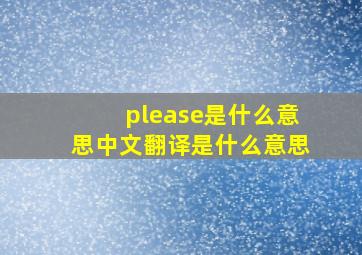 please是什么意思中文翻译是什么意思