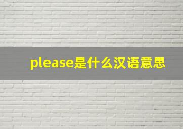 please是什么汉语意思