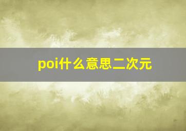 poi什么意思二次元