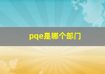 pqe是哪个部门