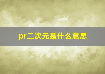 pr二次元是什么意思