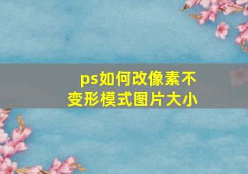 ps如何改像素不变形模式图片大小