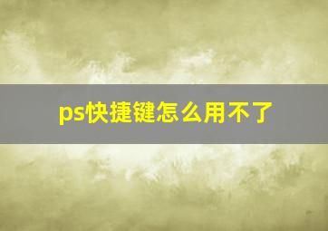 ps快捷键怎么用不了