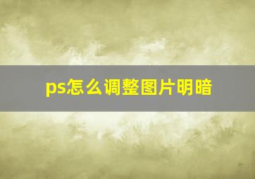 ps怎么调整图片明暗