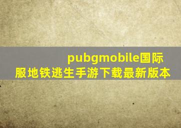 pubgmobile国际服地铁逃生手游下载最新版本