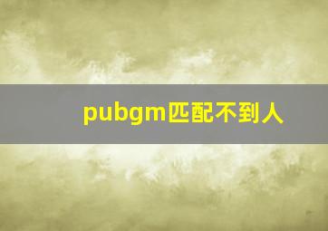 pubgm匹配不到人