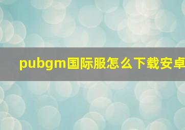 pubgm国际服怎么下载安卓