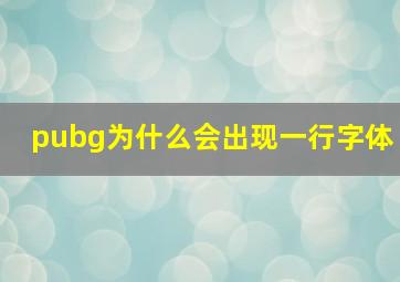 pubg为什么会出现一行字体