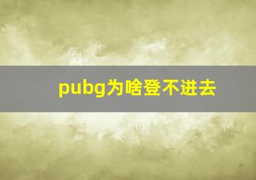 pubg为啥登不进去