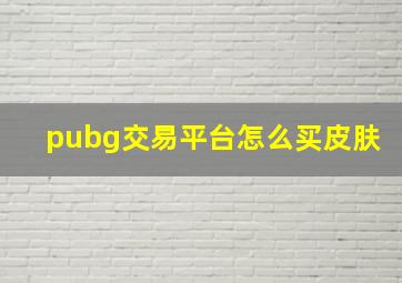 pubg交易平台怎么买皮肤