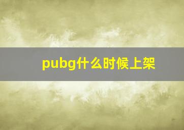 pubg什么时候上架