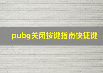 pubg关闭按键指南快捷键