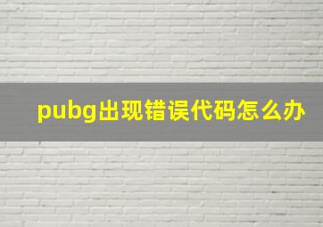 pubg出现错误代码怎么办