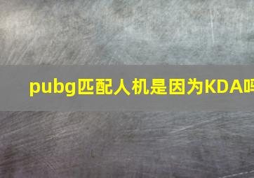 pubg匹配人机是因为KDA吗