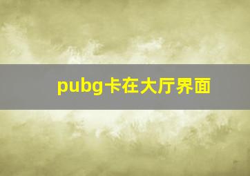 pubg卡在大厅界面