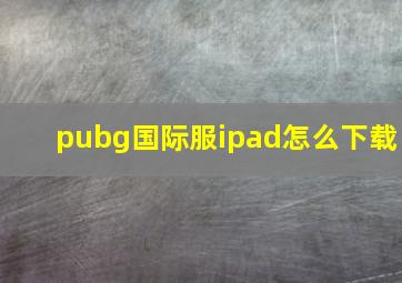 pubg国际服ipad怎么下载