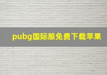 pubg国际服免费下载苹果