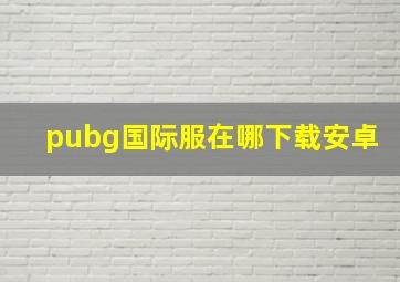 pubg国际服在哪下载安卓