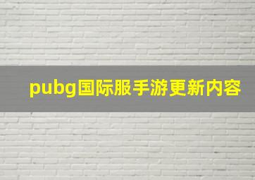 pubg国际服手游更新内容