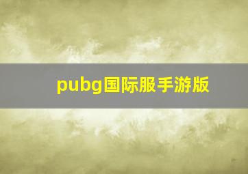 pubg国际服手游版