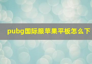 pubg国际服苹果平板怎么下