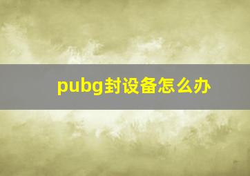 pubg封设备怎么办