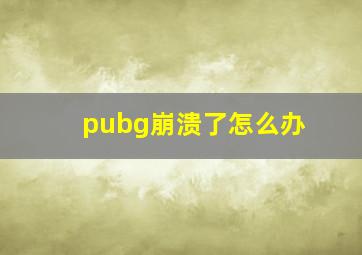 pubg崩溃了怎么办