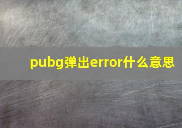 pubg弹出error什么意思