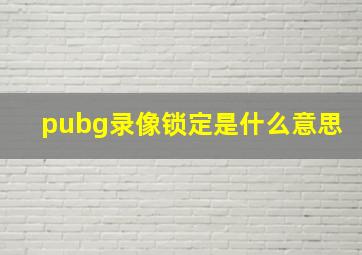 pubg录像锁定是什么意思