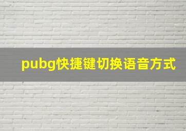 pubg快捷键切换语音方式