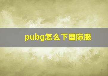 pubg怎么下国际服