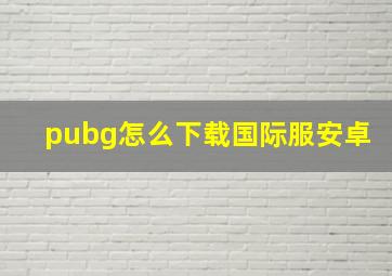 pubg怎么下载国际服安卓