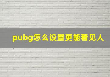 pubg怎么设置更能看见人