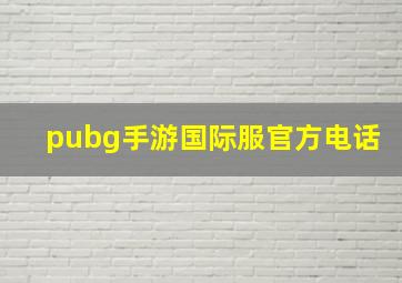 pubg手游国际服官方电话