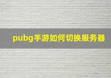 pubg手游如何切换服务器