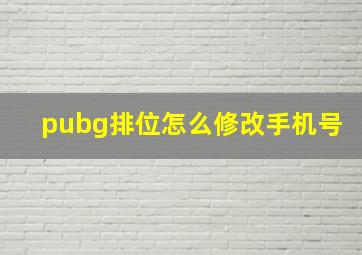 pubg排位怎么修改手机号