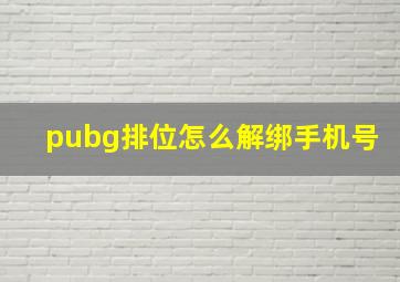 pubg排位怎么解绑手机号