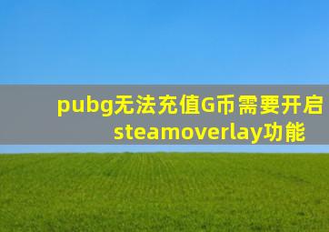 pubg无法充值G币需要开启steamoverlay功能