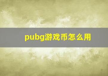 pubg游戏币怎么用