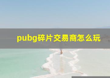 pubg碎片交易商怎么玩