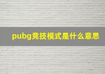 pubg竞技模式是什么意思