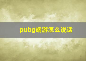 pubg端游怎么说话