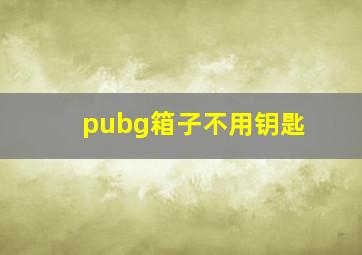 pubg箱子不用钥匙