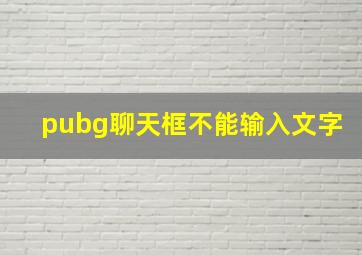 pubg聊天框不能输入文字